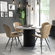 Ravello Round Dining Table & 4 Beige Chairs