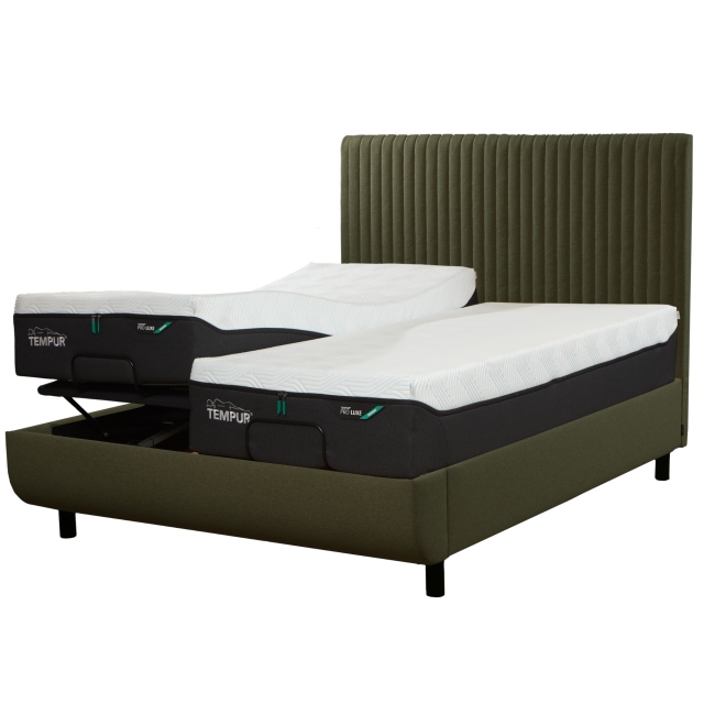 Tempur Arc Disc Adjustable Bed with Vertical Headboard – Dark Green 1