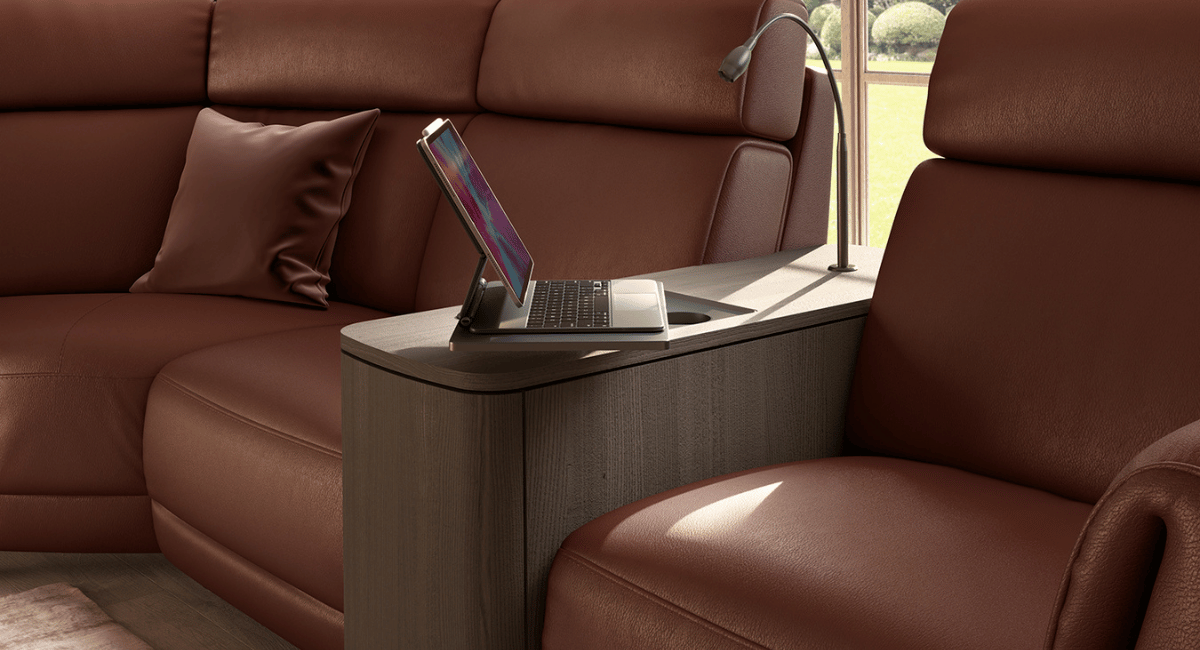 The multifunctional console, crafted in a rich full-wood finish, brings together style and practicality. It offers a generous tabletop, a discreet storage drawer, a built-in USB port, and connection points for optional enhancements — delivering convenience and versatility in one elegant design.
Unlock the Zero Gravity position through the Triple Motion function, extending the seat into full-body alignment and lifting your feet to heart level. This weightless posture helps improve circulation and delivers the ultimate state of relaxation — a true moment of total wellbeing.