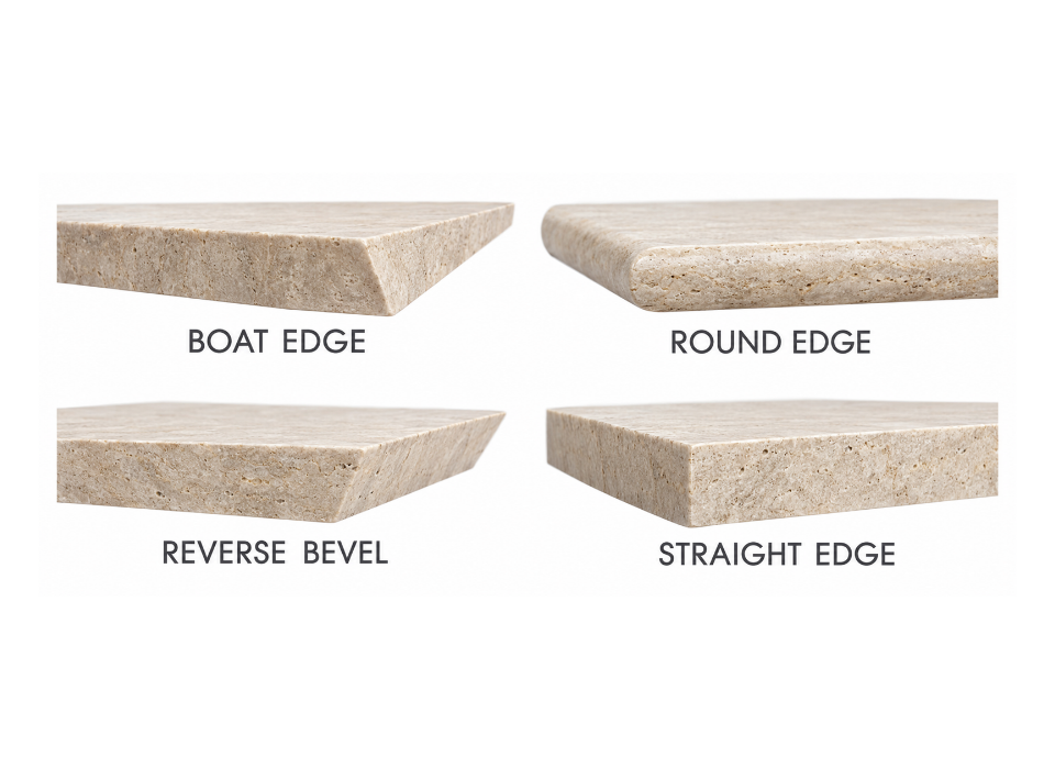 Step 3 - Select Your Table Edge
Complete your design with a choice of four elegant edge profiles: Boat, Round, Reverse or Straight Edge. The perfect finishing touch to your bespoke dining table.