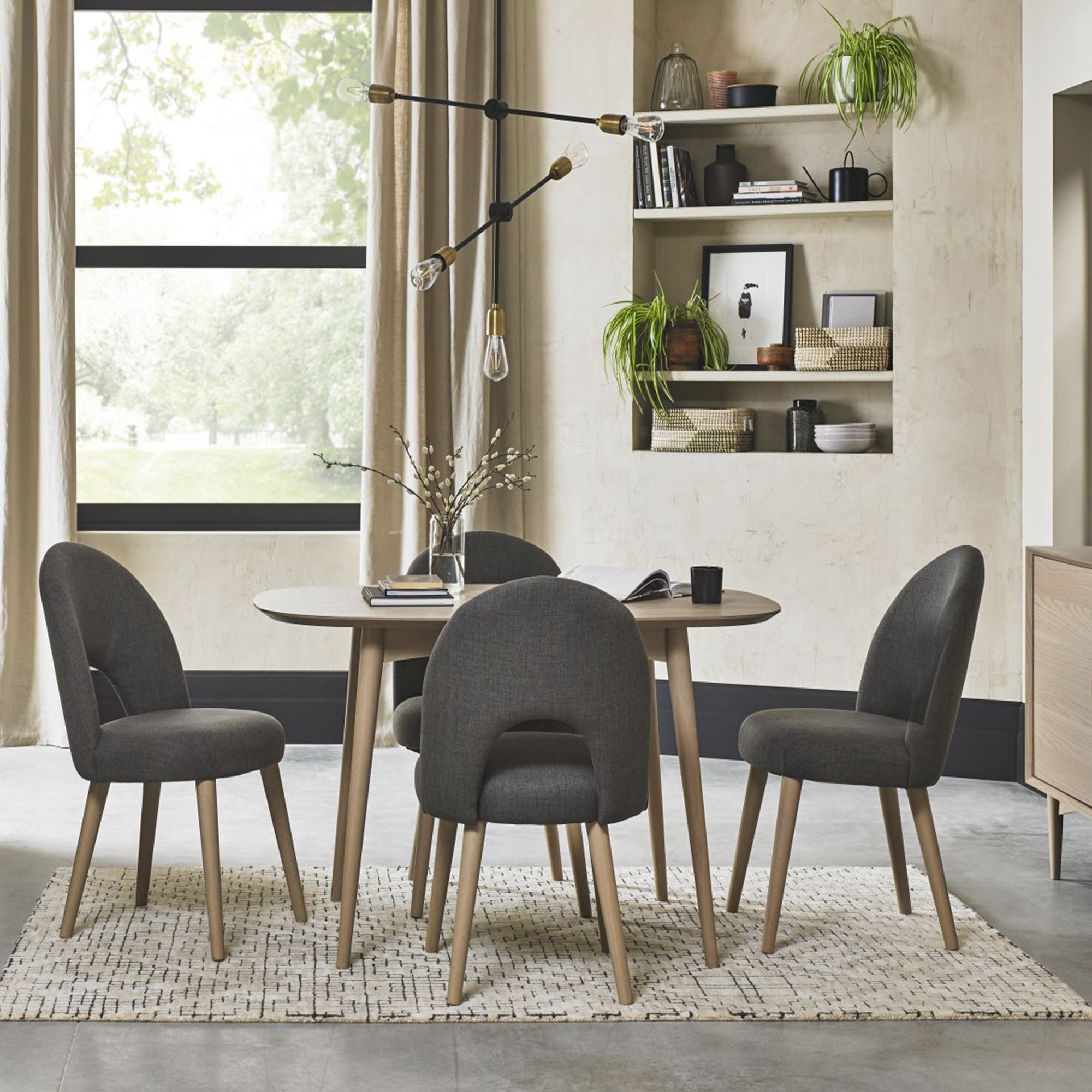 Fino Scandi Oak Dining Table 4 Chairs, Oak Dining Room Chairs Set Of 4