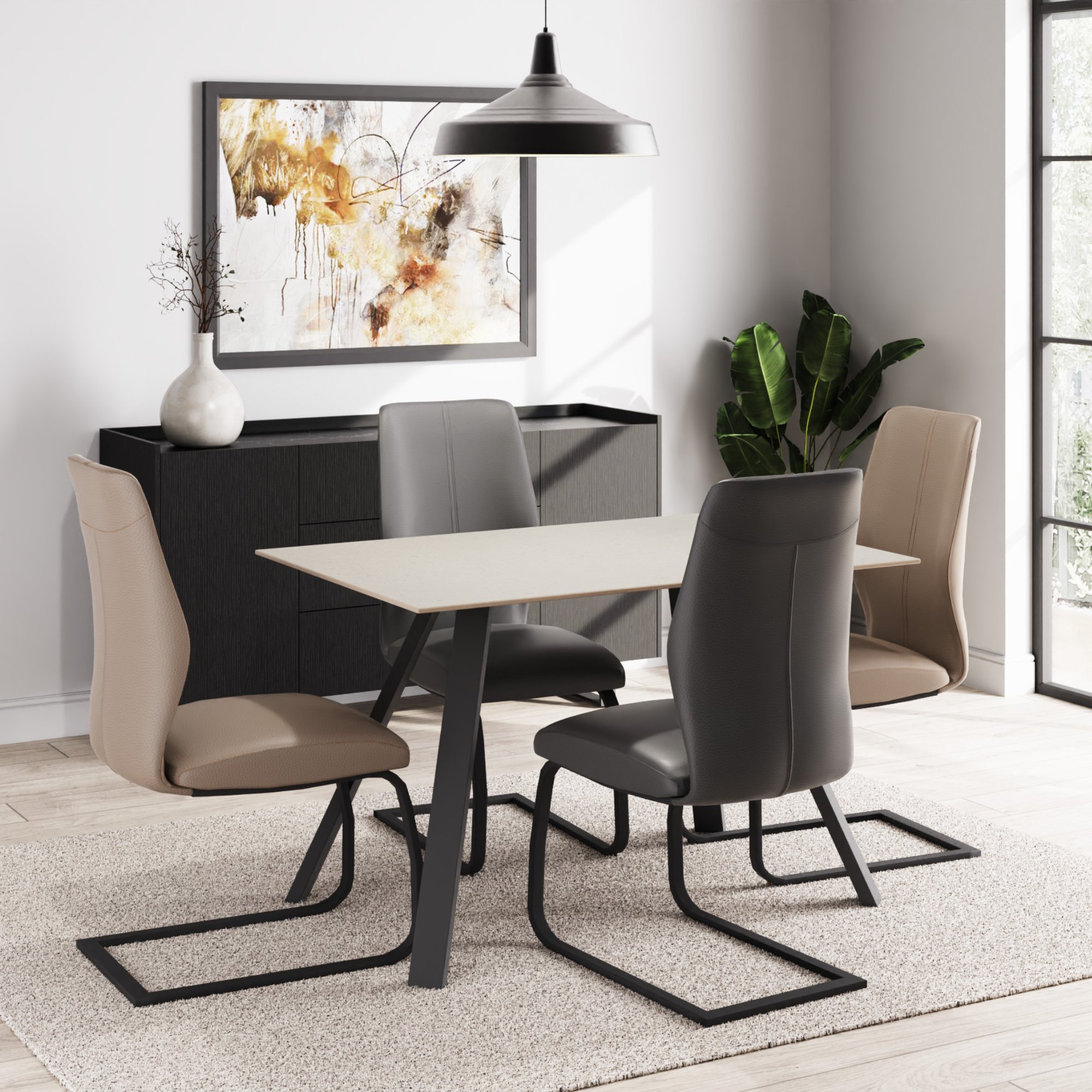 Quartz Medium Table & 4 Chairs | Cookes Furniture