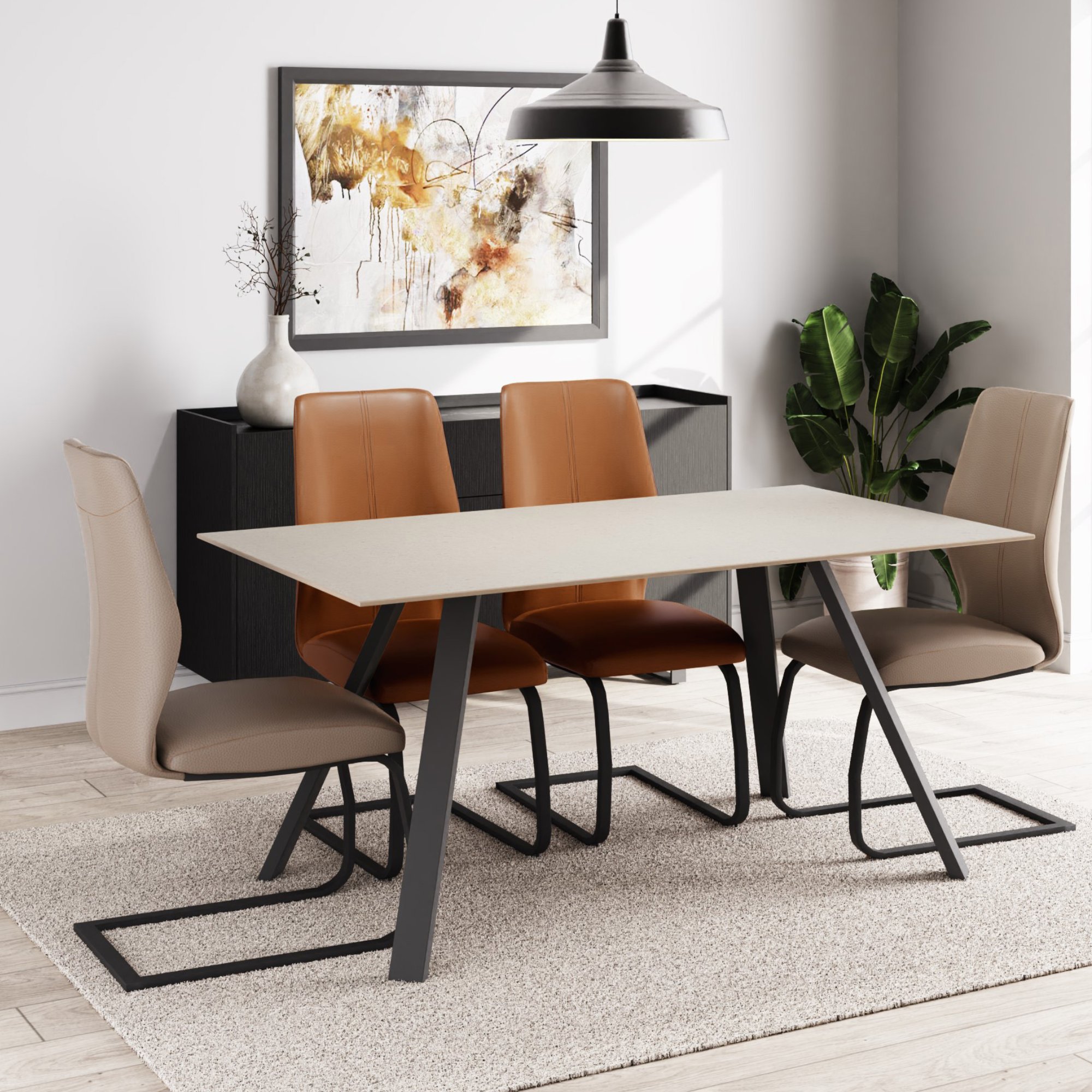 Quartz Large Dining Table & 4 Chairs | Cookes Furniture