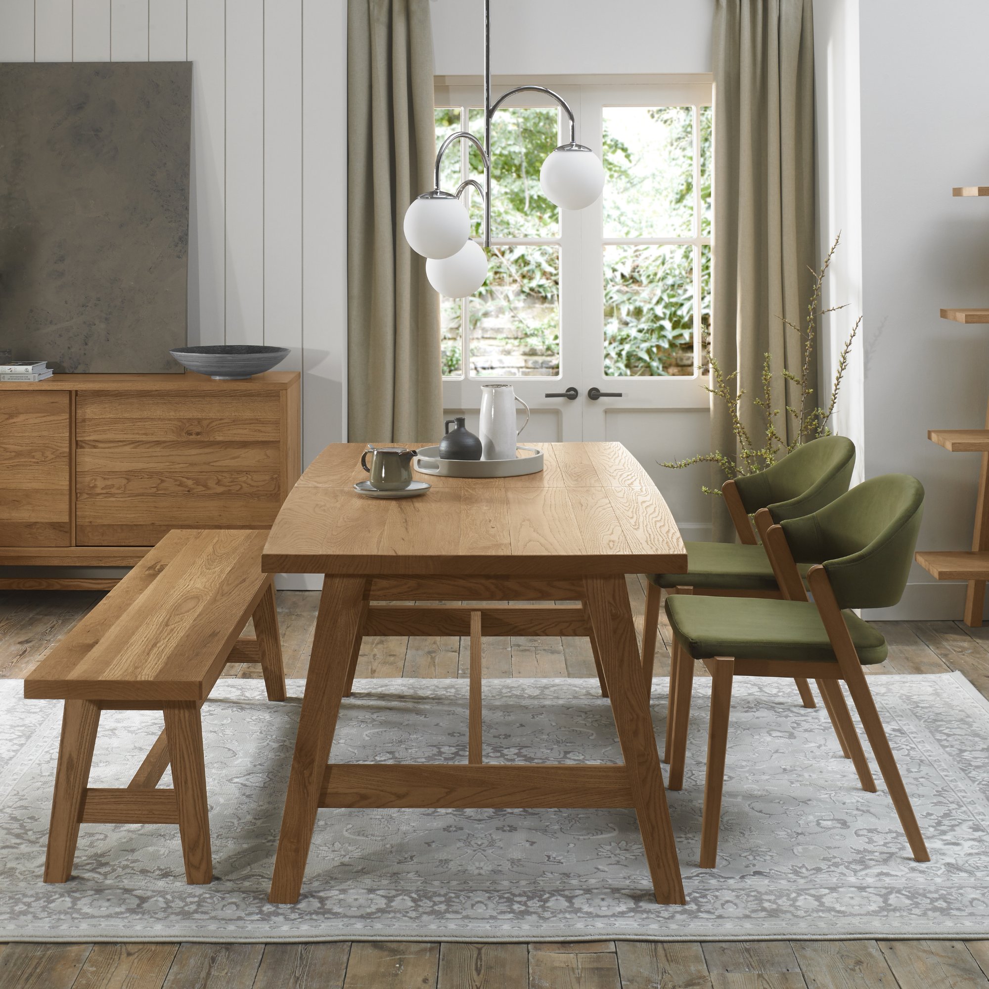 CLIFTON RUSTIC OAK Clifton Dining Table 2 Chairs Bench Set Cookes Furniture