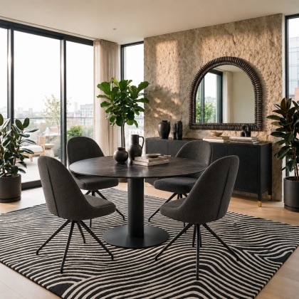 New Luna Dining Table Titanium & 4 Miami Chairs Charcoal New Luna Dining Table Titanium & 4 Miami Chairs Charcoal