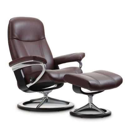Stressless Consul Large Chair & Stool Signature Base Stressless Consul Large Chair & Stool Signature Base
