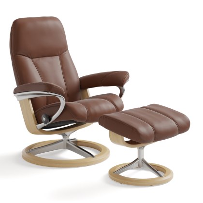 Stressless Consul Large Chair & Stool Signature Base Stressless Consul Large Chair & Stool Signature Base