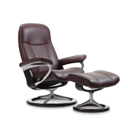 Stressless Consul Medium Chair & Stool Signature Base Stressless Consul Medium Chair & Stool Signature Base