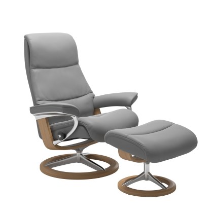 Stressless View Medium Chair & Stool Signature Base Stressless View Medium Chair & Stool Signature Base