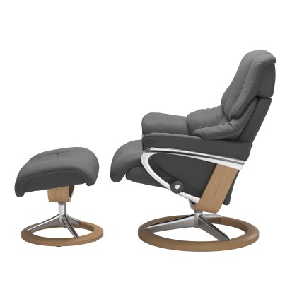 Stressless Reno Medium Chair & Stool Signature Base