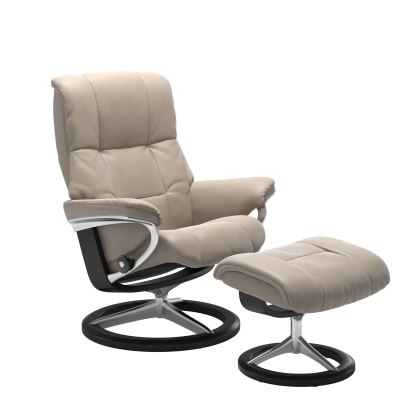 Stressless Mayfair Small Chair & Stool Signature Base Stressless Mayfair Small Chair & Stool Signature Base