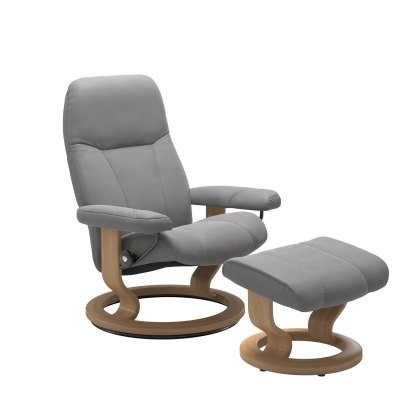 Stressless Promotional Consul Small Classic Chair and Stool Stressless Promotional Consul Small Classic Chair and Stool