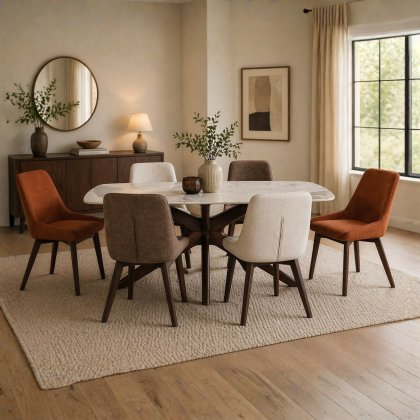 Amelia Dining Table & 6 Aiden Chairs