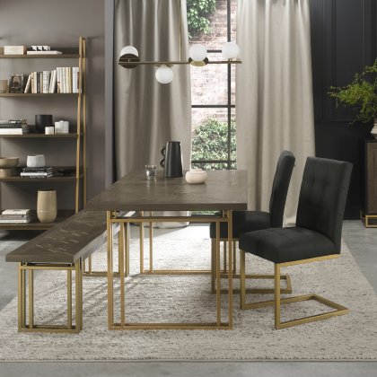 Iris Fumed 4-6 Extending Table, 2x Chairs & Bench