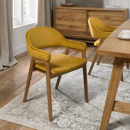 Clifton Upholstered Arm Chair - Mustard Velvet Clifton Upholstered Arm Chair - Mustard Velvet