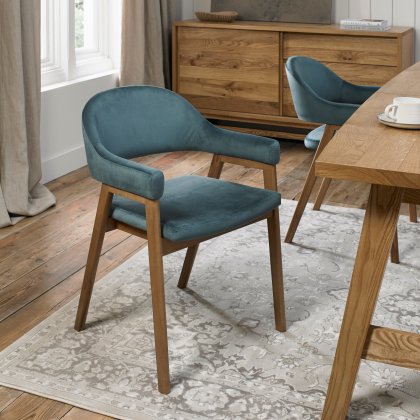 Clifton Upholstered Arm Chair - Azure Velvet Clifton Upholstered Arm Chair - Azure Velvet
