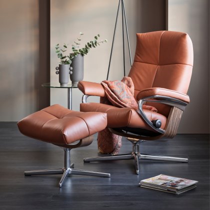 Stressless David Large Chair & Stool Cross Base Stressless David Large Chair & Stool Cross Base