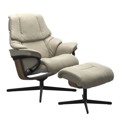 Stressless Reno Small Chair & Stool Cross Base Stressless Reno Small Chair & Stool Cross Base