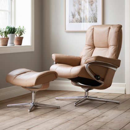 Stressless Mayfair Medium Chair & Stool Cross Base Stressless Mayfair Medium Chair & Stool Cross Base
