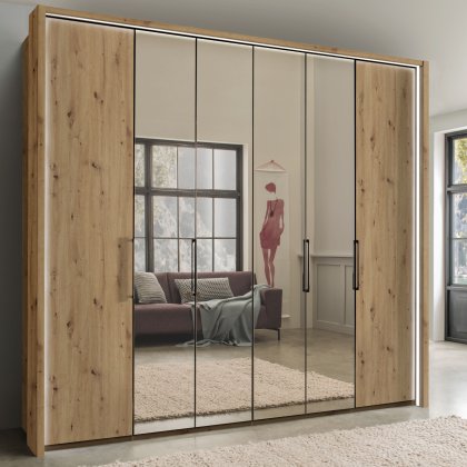 Wiemann Monaco 2000 6 Door Bi-Fold Mirrored Wardrobe Wiemann Monaco 2000 6 Door Bi-Fold Mirrored Wardrobe