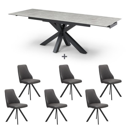 Kalufa Extending Dining Table & 6 Austin Chairs