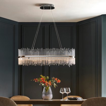 Glass Rod Chrome Linear Pendant