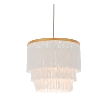 Gold with White Fringe Medium Pendant Gold with White Fringe Medium Pendant