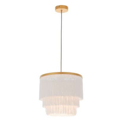 Gold with White Fringe Medium Pendant Gold with White Fringe Medium Pendant