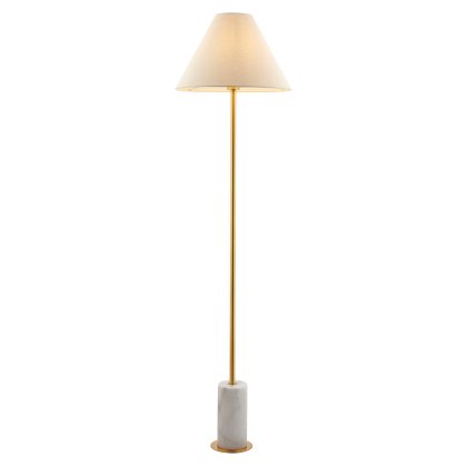 Brushed Brass and White Marble Floor Lamp