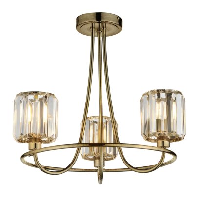 Berenice 3 Light Semi Flush - Antique Brass