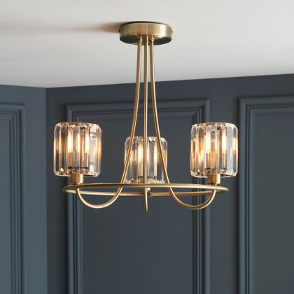 Berenice 3 Light Semi Flush - Antique Brass
