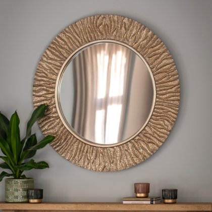 Falia Round Mirror - Gold