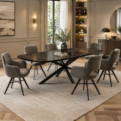 Harris Danish Oval Extending Dining Table & 6 Sterling Chairs
