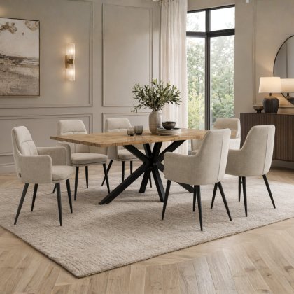 Harris Rectangle Fixed Dining Table & 6 Nora Chairs