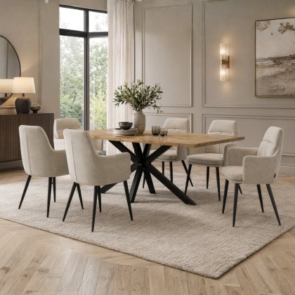 Harris Rectangle Fixed Dining Table & 6 Nora Chairs