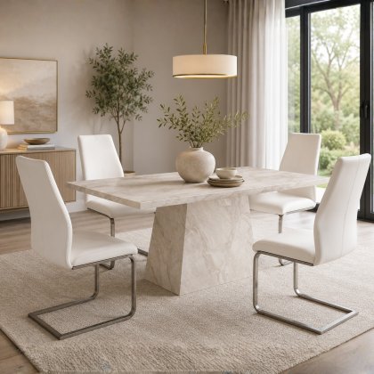 Alessi Dining Chair Brushed Steel White