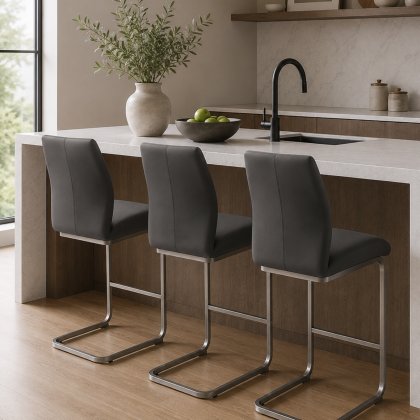 Alessi Counter Stool Brushed Steel Grey