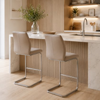 Alessi Counter Stool Brushed Steel Taupe