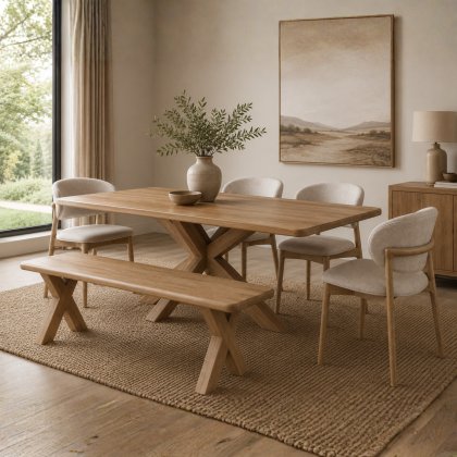 Arden Dining Table, 4 Nina Chairs & Bench