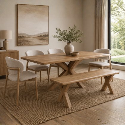 Arden Dining Table, 4 Nina Chairs & Bench