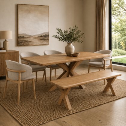 Arden Dining Table, 4 Nina Chairs & Bench