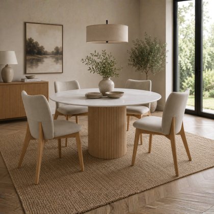 Rhys Round Dining Table & 4 Susan Chairs Rhys Round Dining Table & 4 Susan Chairs
