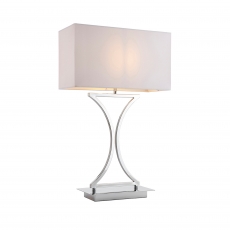 Chrome Table Lamp With White Shade
