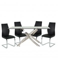 Anguilla Dining Table and 4 Black Chairs