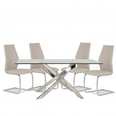 Anguilla Dining Table and 4 Taupe Chairs
