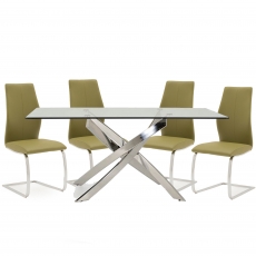 Anguilla Dining Table and 4 Olive Chairs