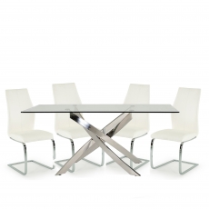 Anguilla Dining Table and 4 White Chairs