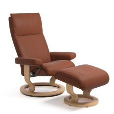 Stressless Aura Medium Chair & Stool Classic Base