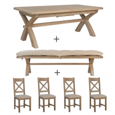 Cookes Collection Western Extending Dining Table, Bench & 4 Chairs