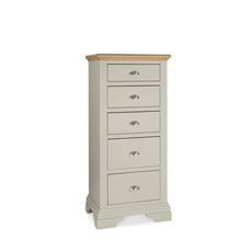 Cookes Collection Camden Soft Grey and Pale Oak Tall 5 Drawer Chest